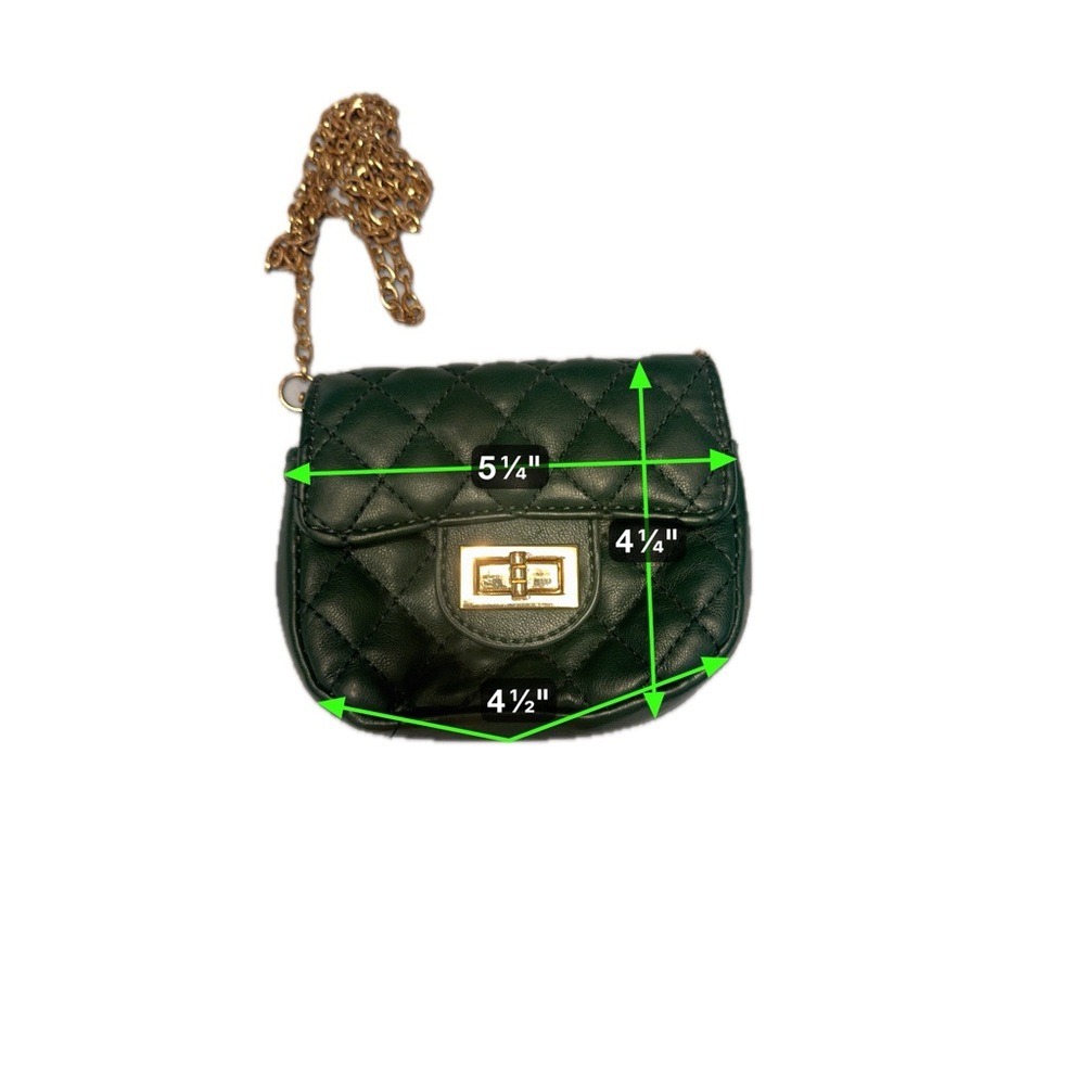 Cute Urban Expressions Quilted Green Mini Bag with Gold Chain